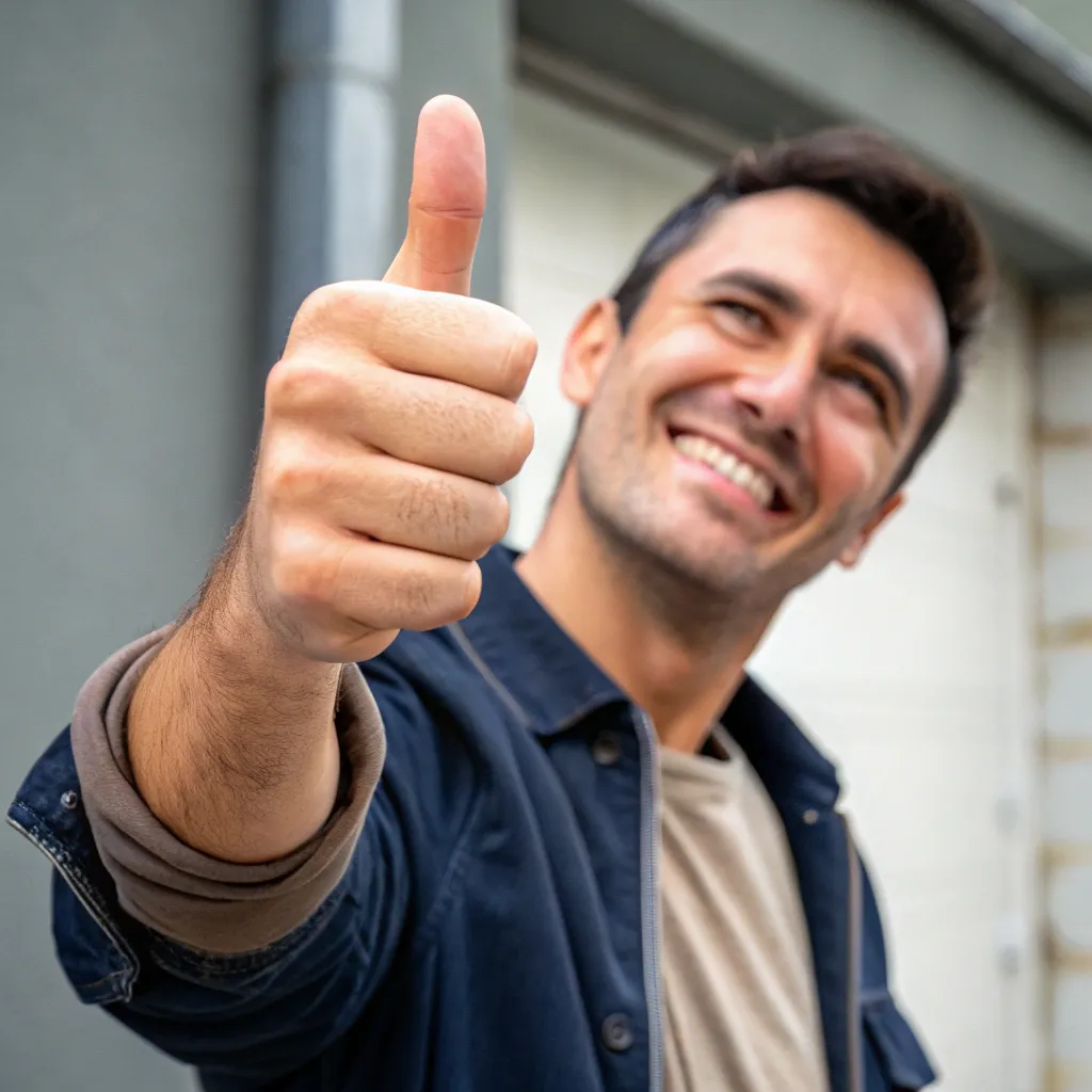 Mike giving thumbs up